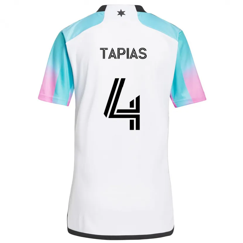 Danxen Kid Miguel Tapias #4 White Blue Black Away Jersey 2024/25 T-Shirt