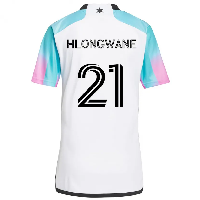 Danxen Kid Bongokuhle Hlongwane #21 White Blue Black Away Jersey 2024/25 T-Shirt