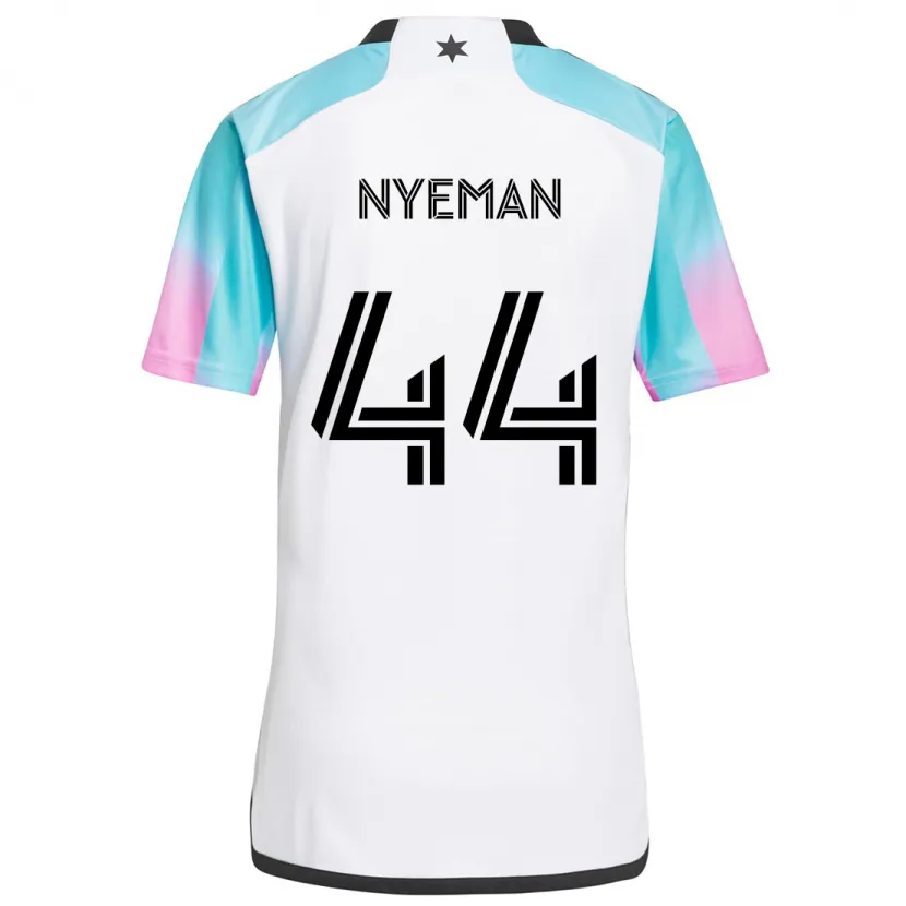 Danxen Kid Moses Nyeman #44 White Blue Black Away Jersey 2024/25 T-Shirt