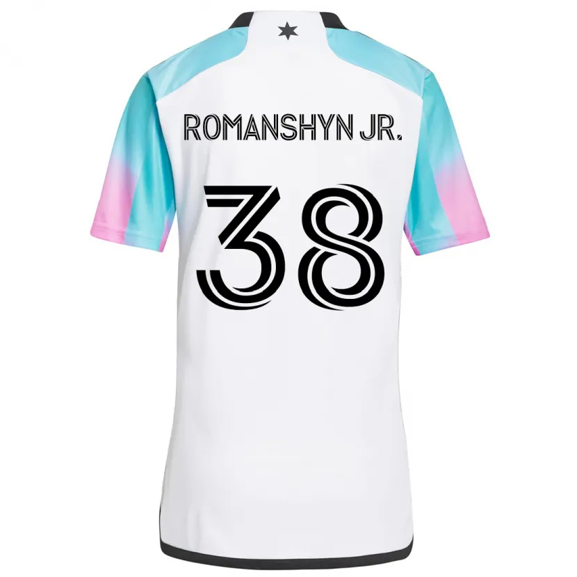 Danxen Kid Kage Romanshyn Jr. #38 White Blue Black Away Jersey 2024/25 T-Shirt