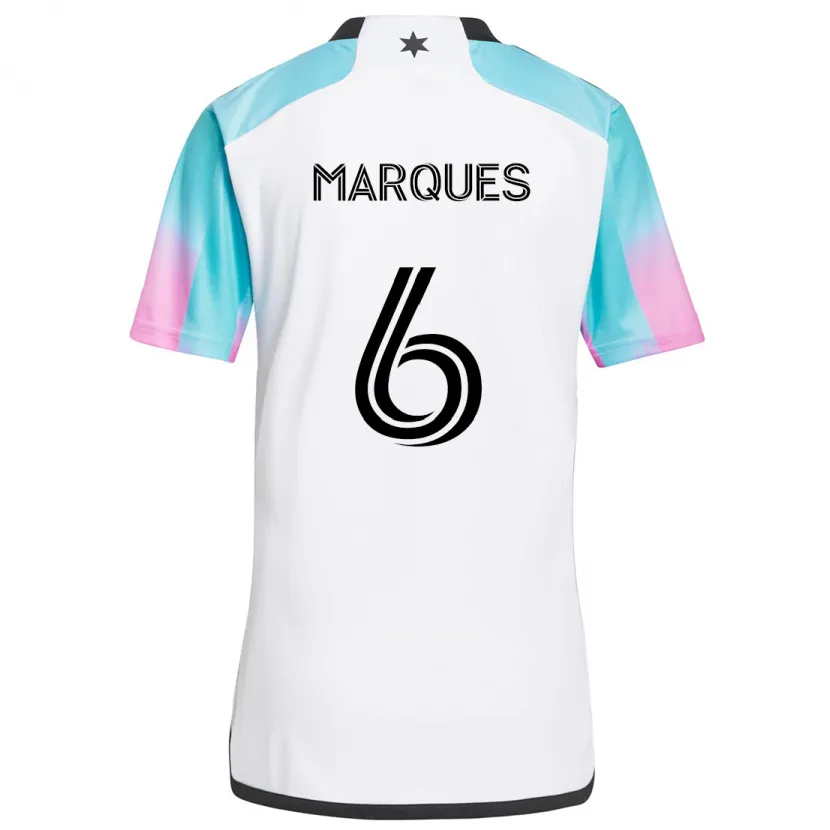 Danxen Kid Mikael Marqués #6 White Blue Black Away Jersey 2024/25 T-Shirt