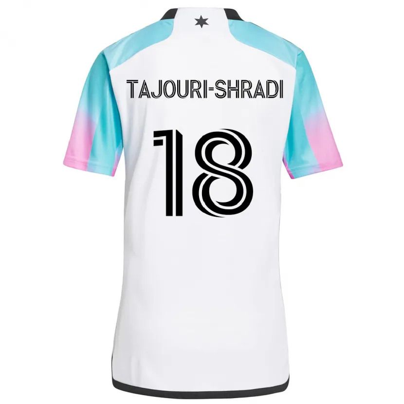 Danxen Kid Ismael Tajouri-Shradi #18 White Blue Black Away Jersey 2024/25 T-Shirt