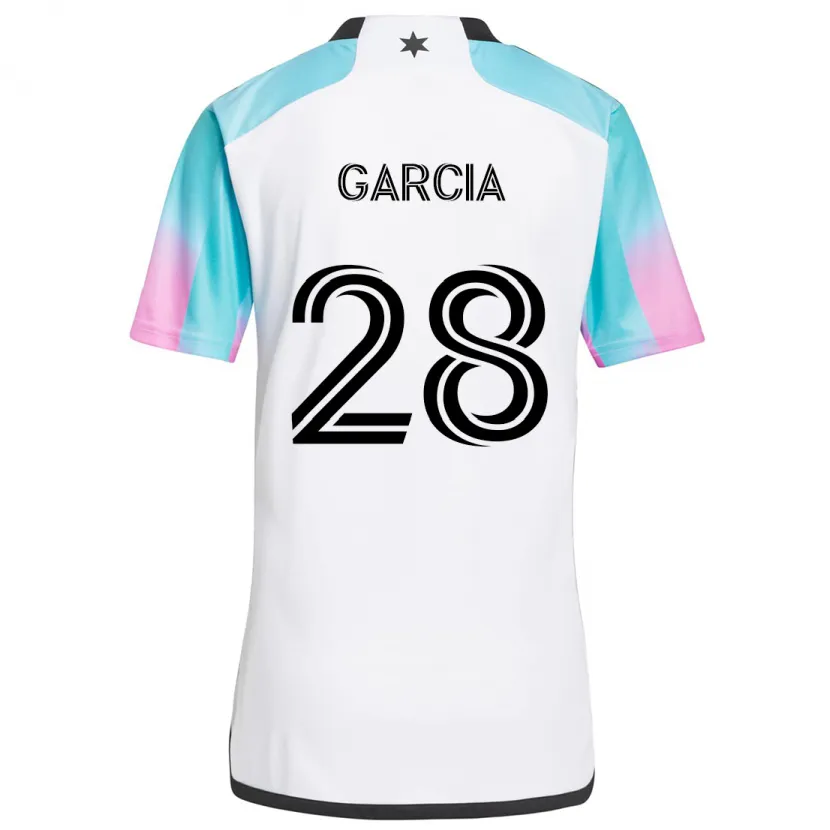 Danxen Kid Mender García #28 White Blue Black Away Jersey 2024/25 T-Shirt