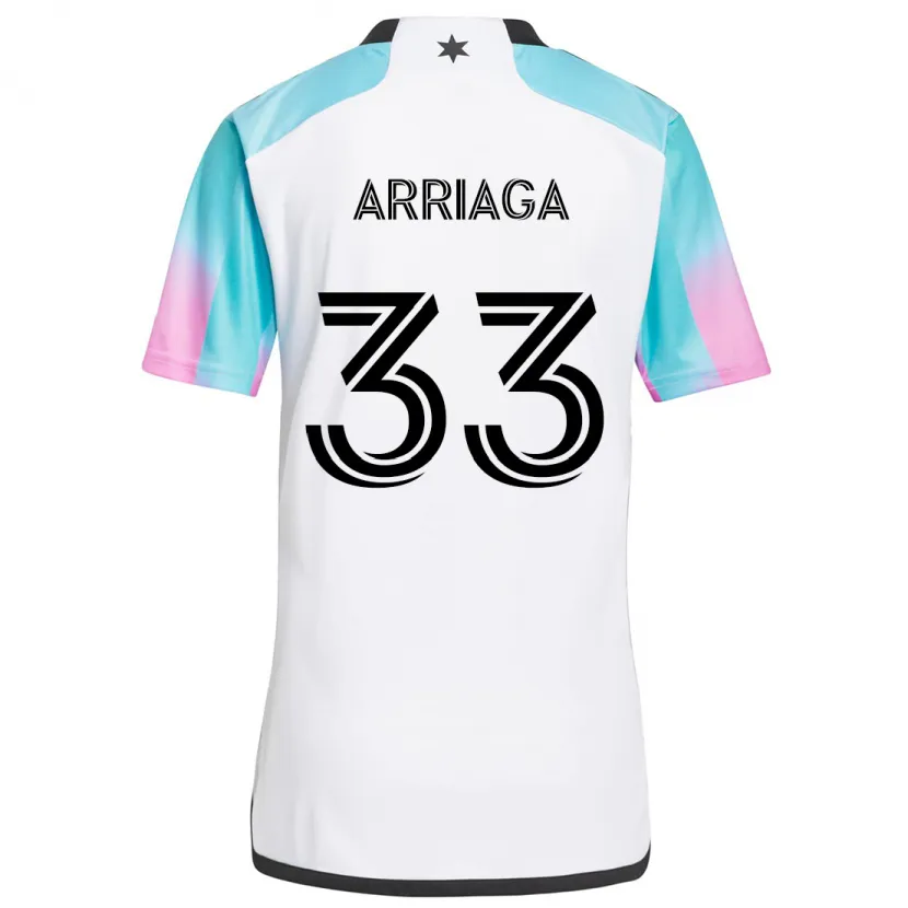 Danxen Kid Kervin Arriaga #33 White Blue Black Away Jersey 2024/25 T-Shirt