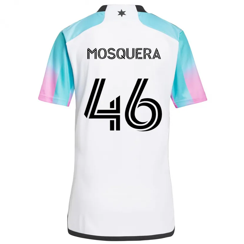 Danxen Kid Juan Camilo Mosquera #46 White Blue Black Away Jersey 2024/25 T-Shirt