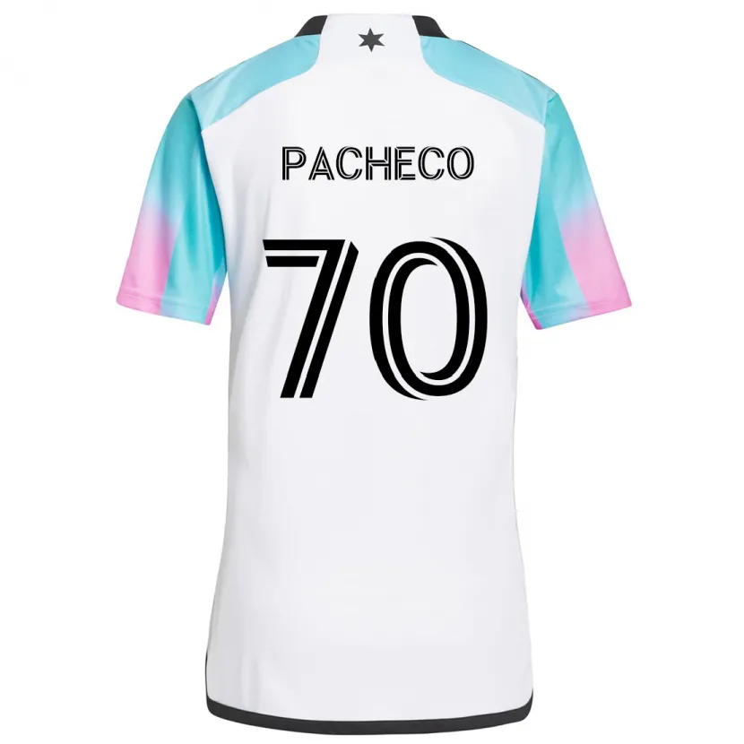 Danxen Kid Diogo Pacheco #70 White Blue Black Away Jersey 2024/25 T-Shirt