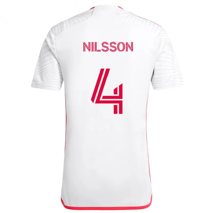 Danxen Kid Joakim Nilsson #4 White Red Away Jersey 2024/25 T-Shirt