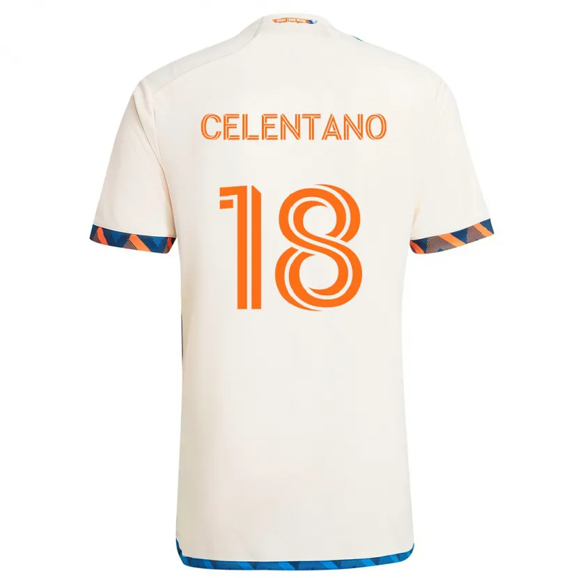 Danxen Kid Roman Celentano #18 White Orange Away Jersey 2024/25 T-Shirt