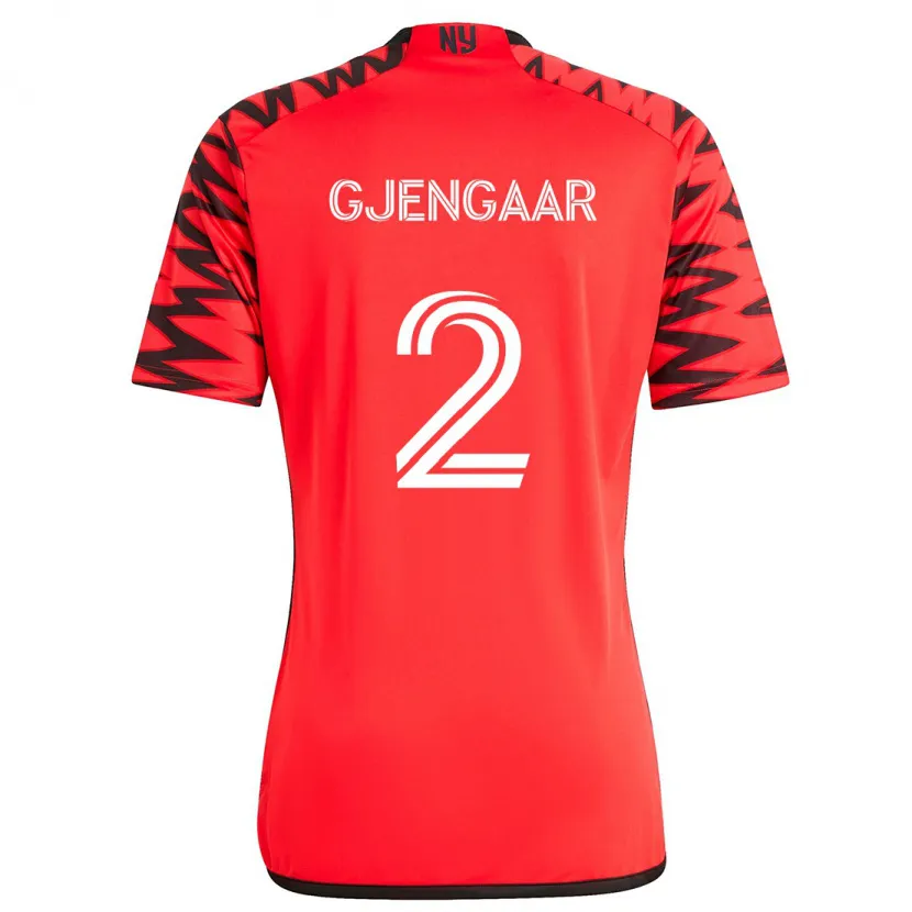 Danxen Kid Dennis Gjengaar #2 Red Black White Away Jersey 2024/25 T-Shirt