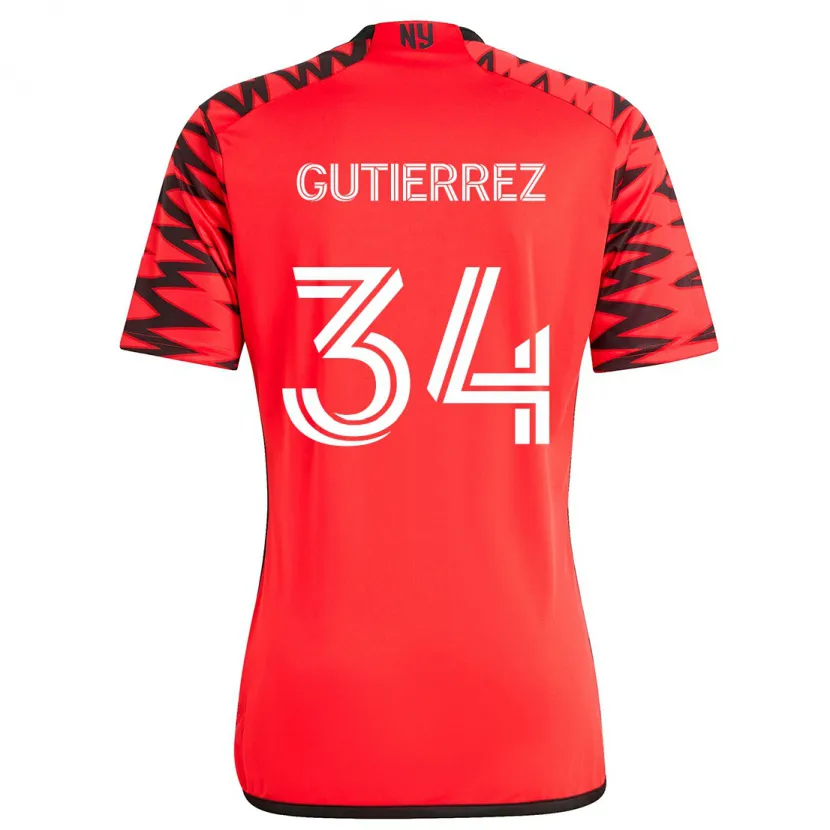 Danxen Kid Juan Gutiérrez #34 Red Black White Away Jersey 2024/25 T-Shirt