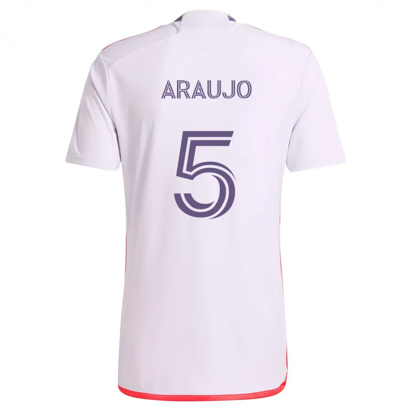 Danxen Kid César Araújo #5 White Red Purple Away Jersey 2024/25 T-Shirt