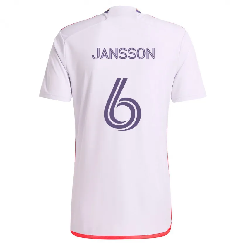 Danxen Kid Robin Jansson #6 White Red Purple Away Jersey 2024/25 T-Shirt