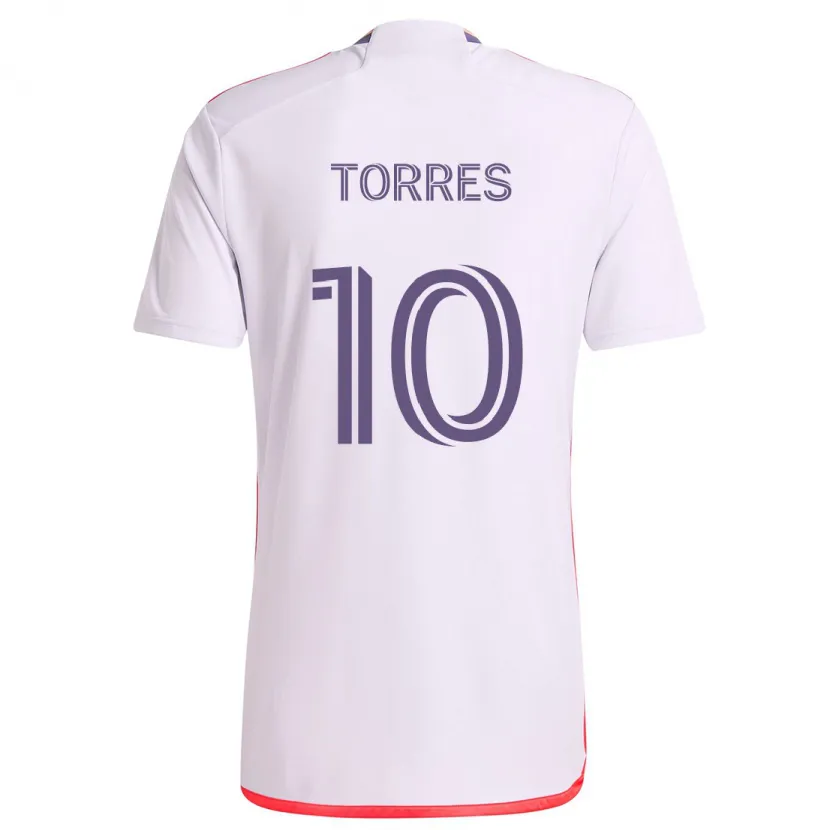 Danxen Kid Facundo Torres #10 White Red Purple Away Jersey 2024/25 T-Shirt