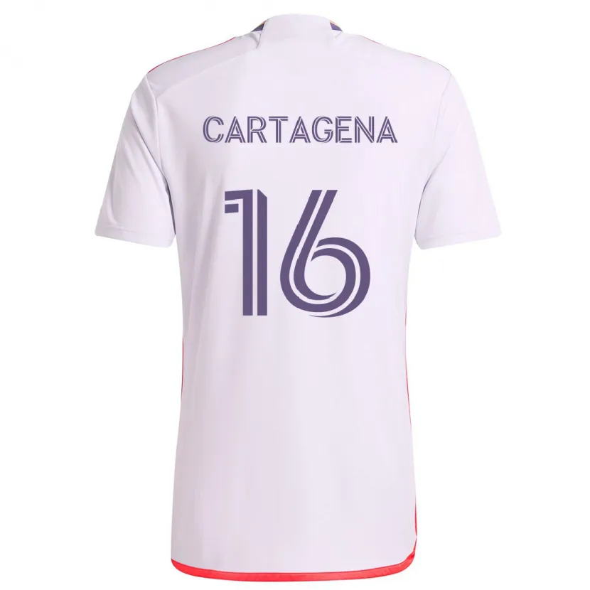 Danxen Kid Wilder Cartagena #16 White Red Purple Away Jersey 2024/25 T-Shirt