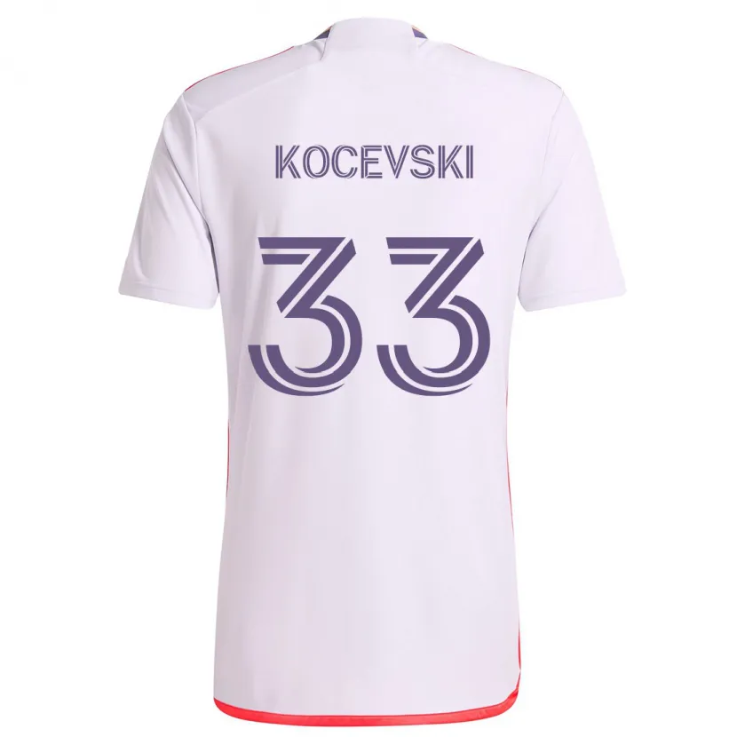 Danxen Kid Jeorgio Kocevski #33 White Red Purple Away Jersey 2024/25 T-Shirt