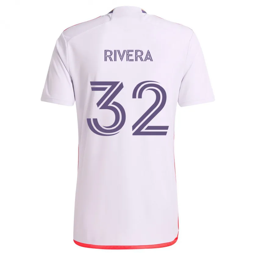 Danxen Kid Wilfredo Rivera #32 White Red Purple Away Jersey 2024/25 T-Shirt