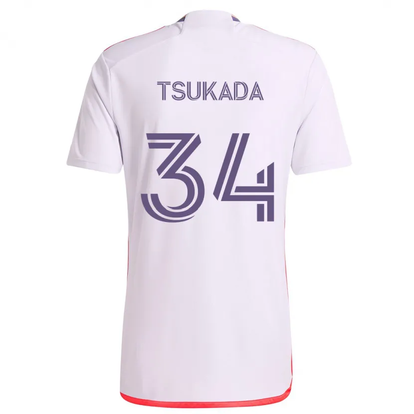 Danxen Kid Yutaro Tsukada #34 White Red Purple Away Jersey 2024/25 T-Shirt