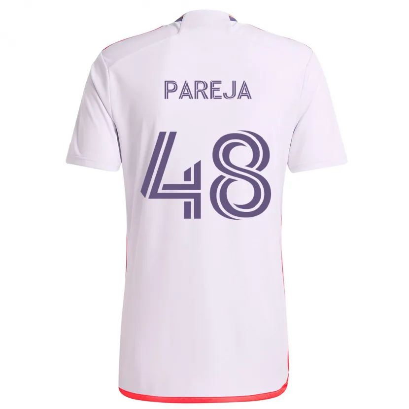 Danxen Kid Diego Pareja #48 White Red Purple Away Jersey 2024/25 T-Shirt