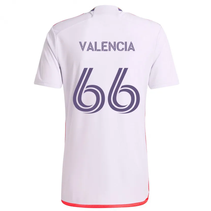 Danxen Kid Yeiler Valencia #66 White Red Purple Away Jersey 2024/25 T-Shirt