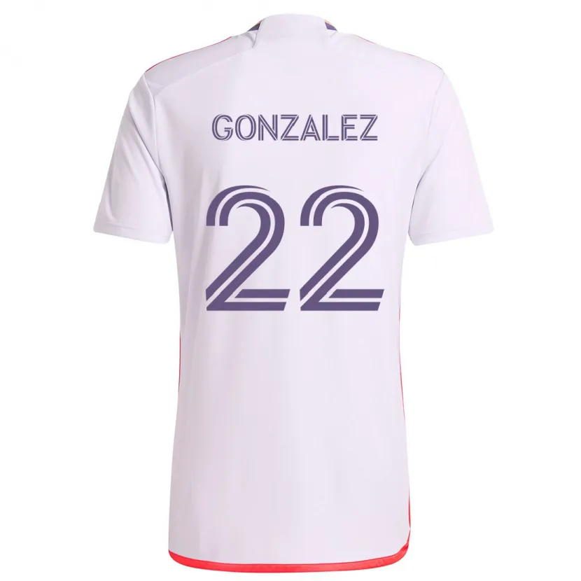 Danxen Kid Gastón González #22 White Red Purple Away Jersey 2024/25 T-Shirt