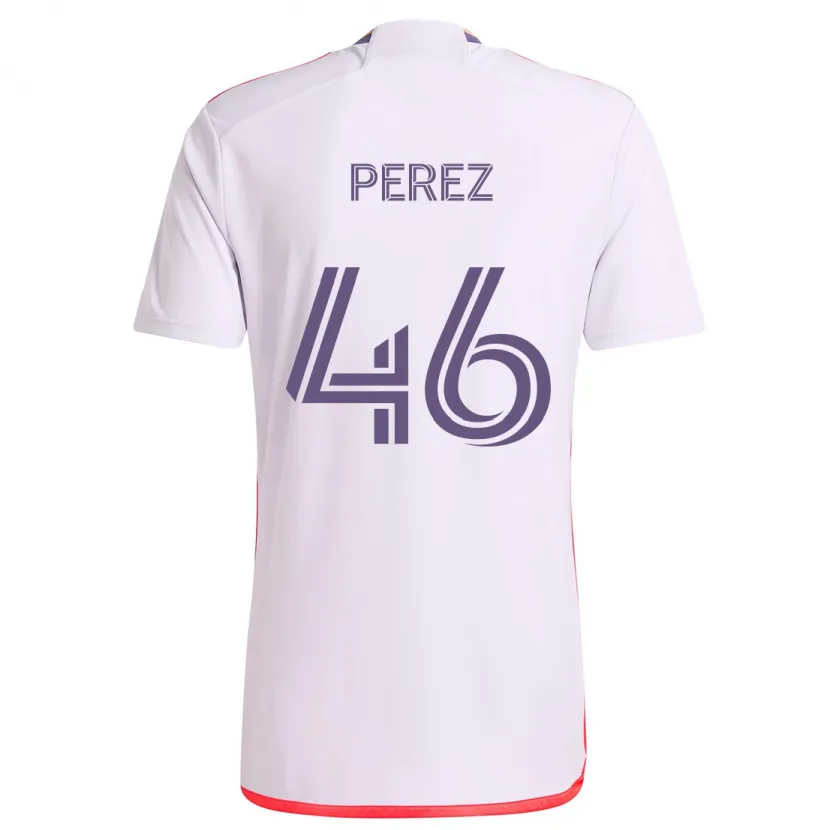 Danxen Kid Franco Pérez #46 White Red Purple Away Jersey 2024/25 T-Shirt