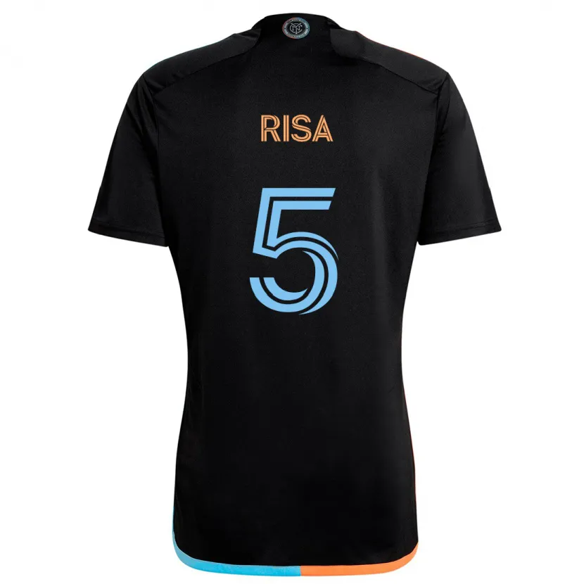 Danxen Kid Birk Risa #5 Black Orange Blue Away Jersey 2024/25 T-Shirt