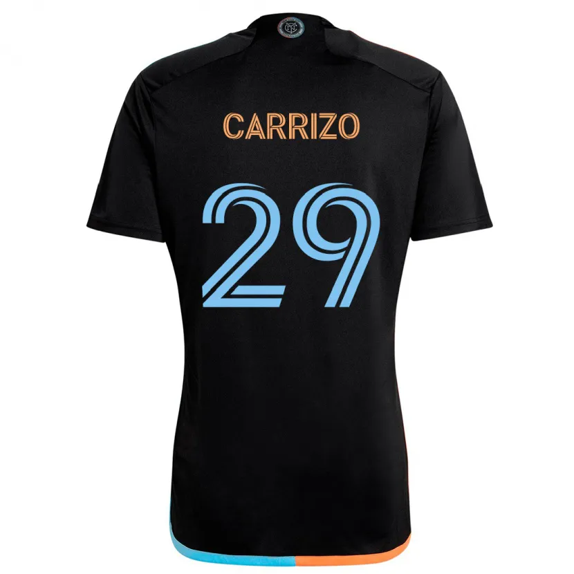 Danxen Kid Máximo Carrizo #29 Black Orange Blue Away Jersey 2024/25 T-Shirt