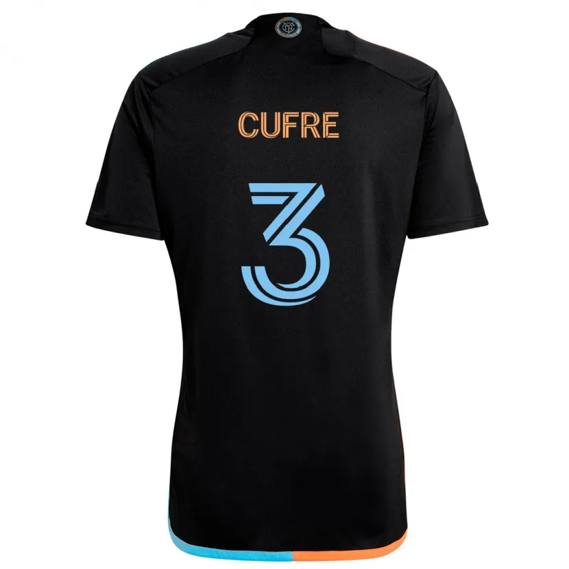 Danxen Kid Braian Cufré #3 Black Orange Blue Away Jersey 2024/25 T-Shirt