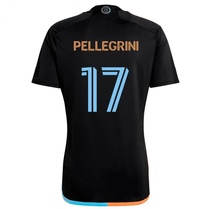 Danxen Kid Matías Pellegrini #17 Black Orange Blue Away Jersey 2024/25 T-Shirt