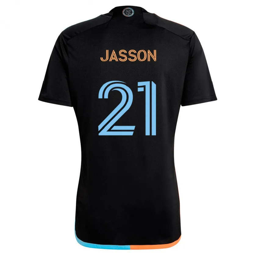 Danxen Kid Andres Jasson #21 Black Orange Blue Away Jersey 2024/25 T-Shirt