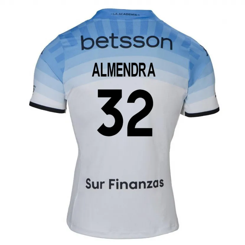 Danxen Kid Agustín Almendra #32 White Blue Black Away Jersey 2024/25 T-Shirt