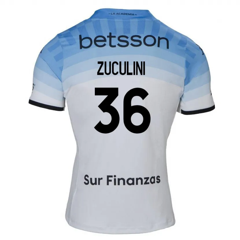 Danxen Kid Bruno Zuculini #36 White Blue Black Away Jersey 2024/25 T-Shirt