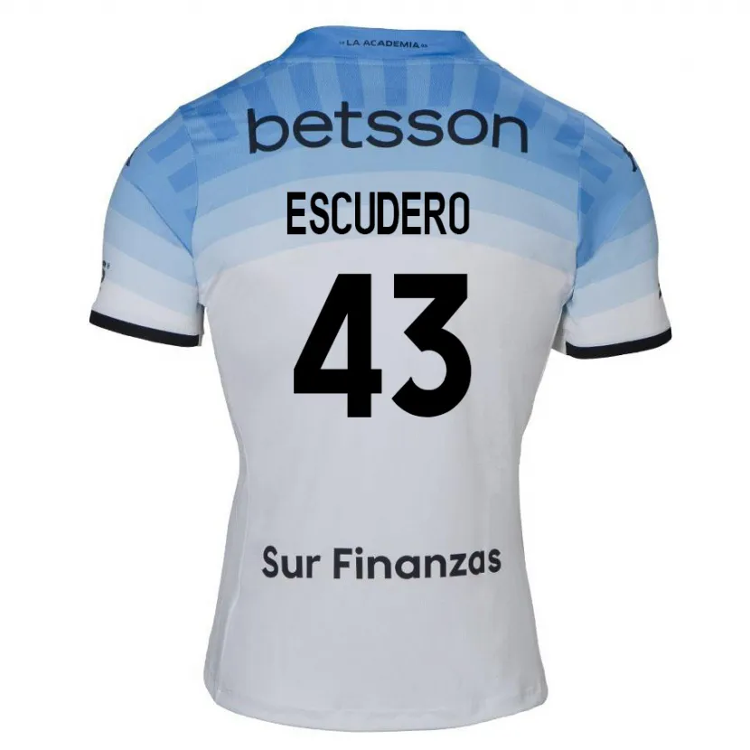 Danxen Kid Gonzalo Escudero #43 White Blue Black Away Jersey 2024/25 T-Shirt