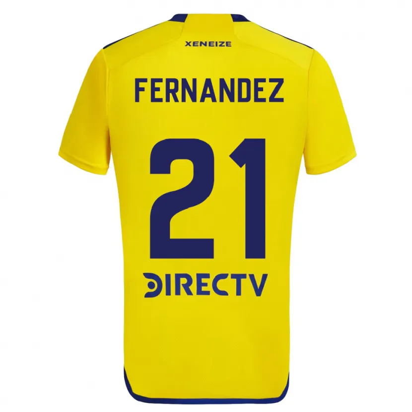 Danxen Kid Ezequiel Fernández #21 Yellow Blue Away Jersey 2024/25 T-Shirt