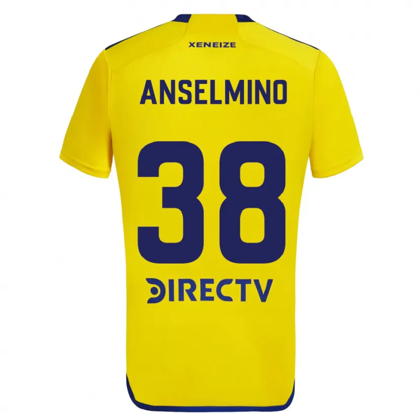 Danxen Kid Aarón Anselmino #38 Yellow Blue Away Jersey 2024/25 T-Shirt