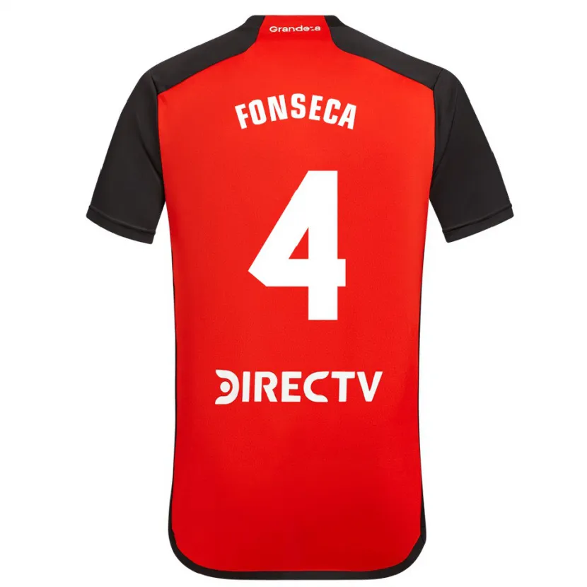 Danxen Kid Nicolás Fonseca #4 Red Black White Away Jersey 2024/25 T-Shirt