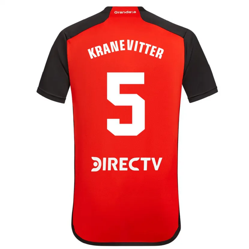 Danxen Kid Matías Kranevitter #5 Red Black White Away Jersey 2024/25 T-Shirt