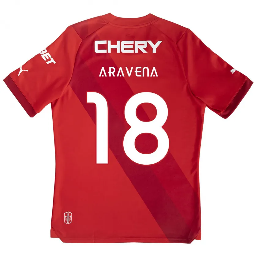 Danxen Kid Alexander Aravena #18 Red White Away Jersey 2024/25 T-Shirt