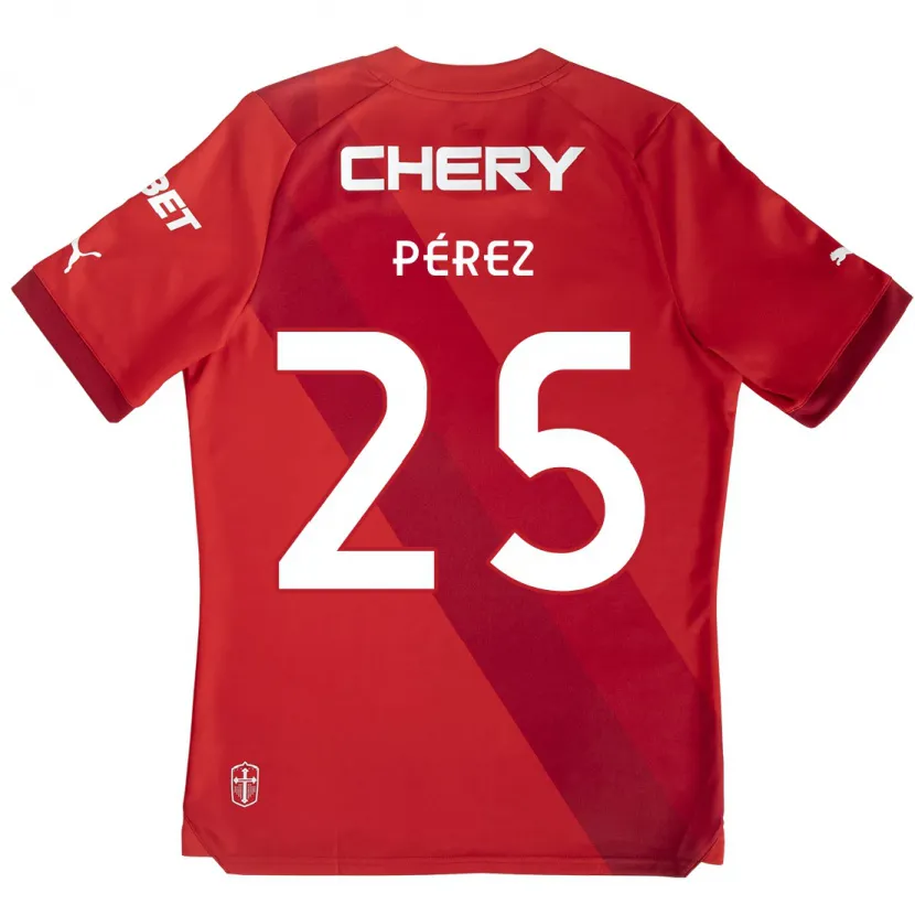 Danxen Kid Sebastián Pérez #25 Red White Away Jersey 2024/25 T-Shirt