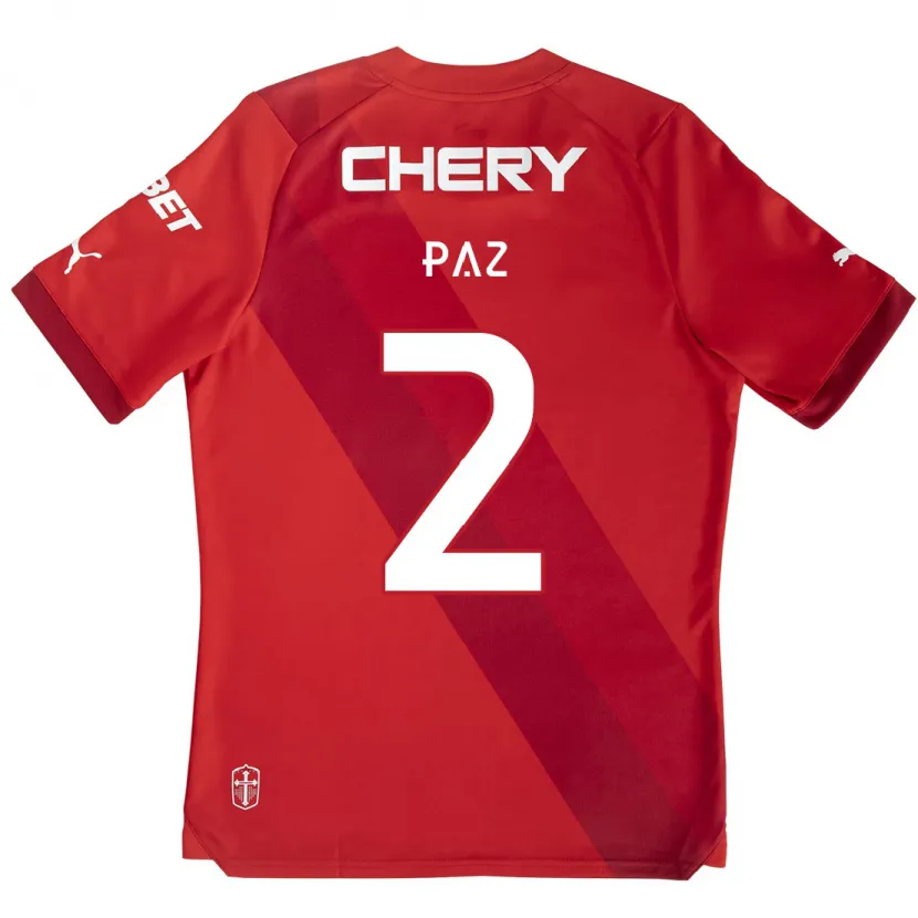 Danxen Kid Nehuén Paz #2 Red White Away Jersey 2024/25 T-Shirt