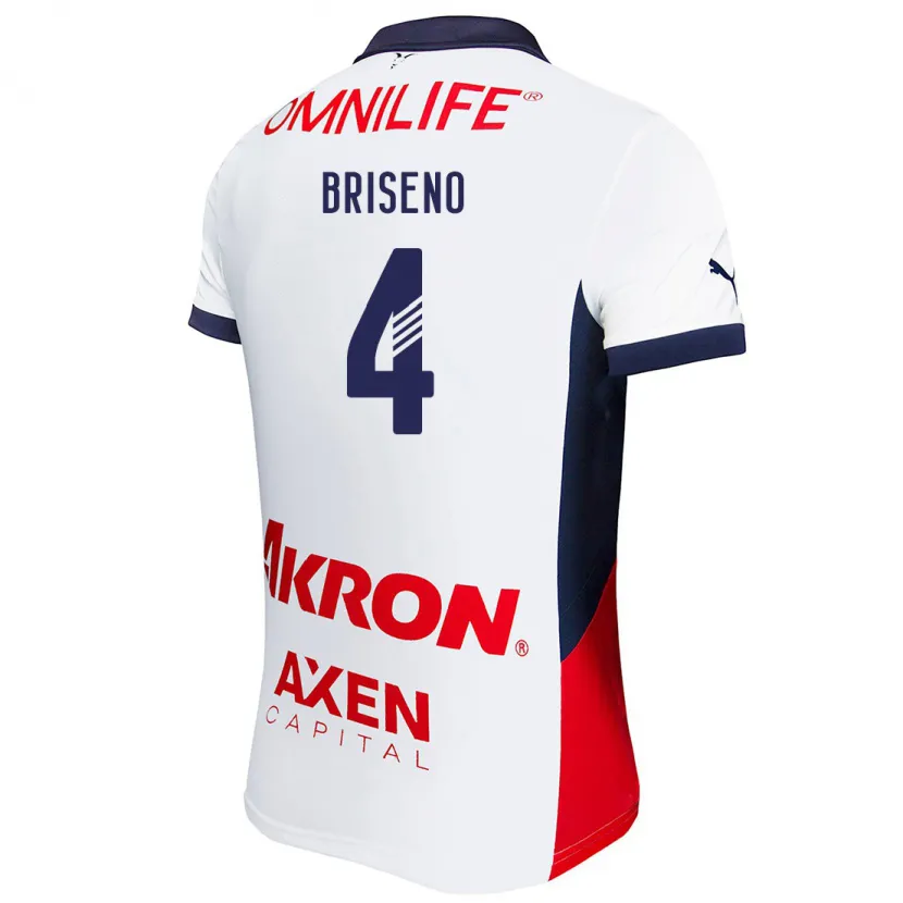 Danxen Kid Antonio Briseño #4 White Red Blue Away Jersey 2024/25 T-Shirt