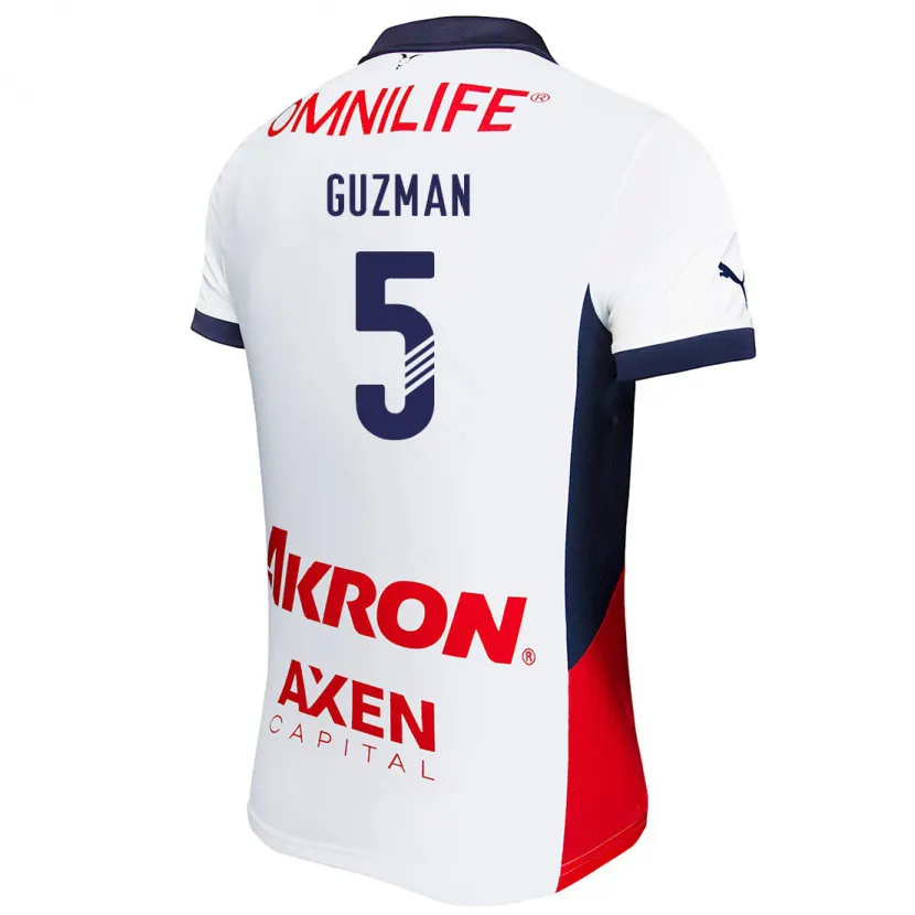 Danxen Kid Víctor Guzmán #5 White Red Blue Away Jersey 2024/25 T-Shirt