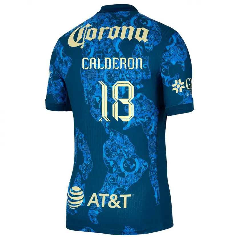 Danxen Kid Cristian Calderón #18 Blue Yellow Away Jersey 2024/25 T-Shirt