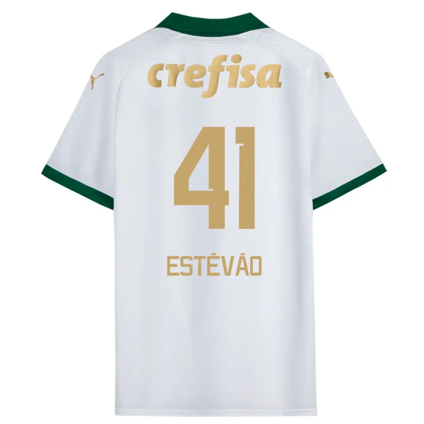 Danxen Kid Estêvão #41 White Green Away Jersey 2024/25 T-Shirt