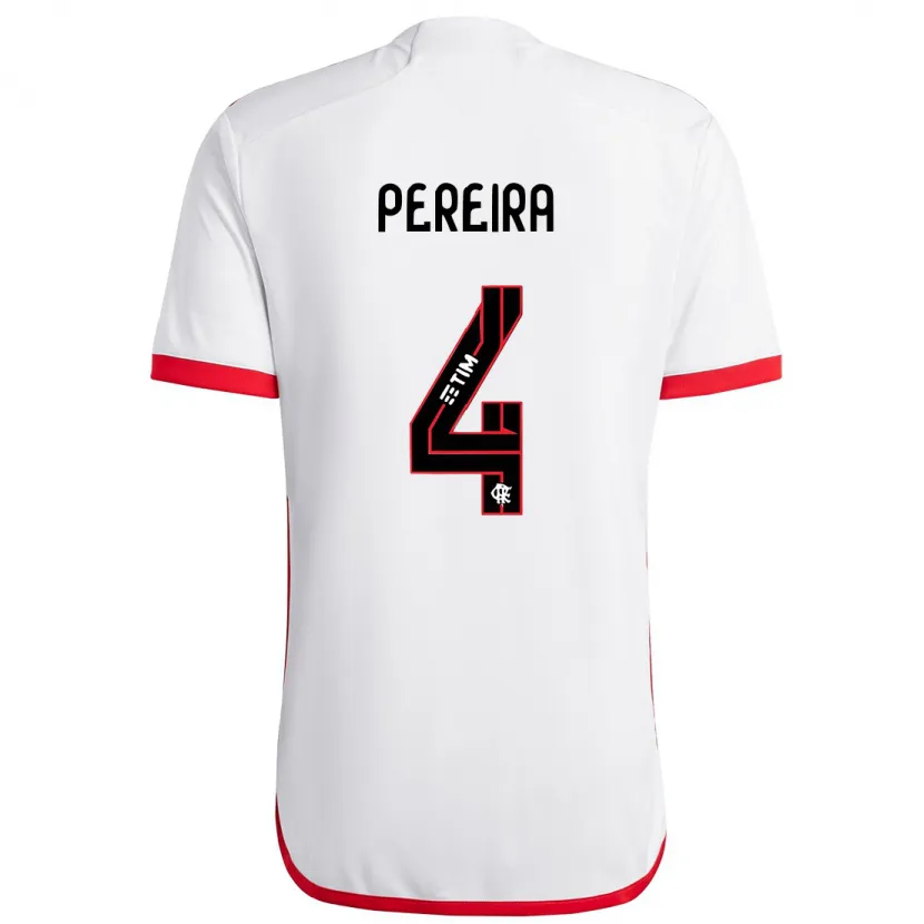 Danxen Kid Léo Pereira #4 White Red Away Jersey 2024/25 T-Shirt