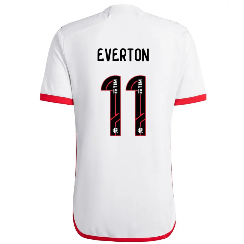 Danxen Kid Everton #11 White Red Away Jersey 2024/25 T-Shirt