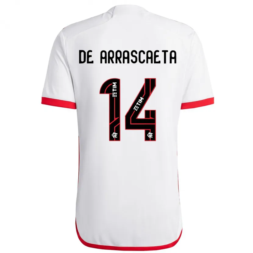 Danxen Kid Giorgian De Arrascaeta #14 White Red Away Jersey 2024/25 T-Shirt