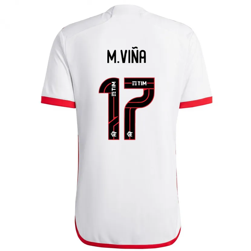 Danxen Kid Matías Viña #17 White Red Away Jersey 2024/25 T-Shirt