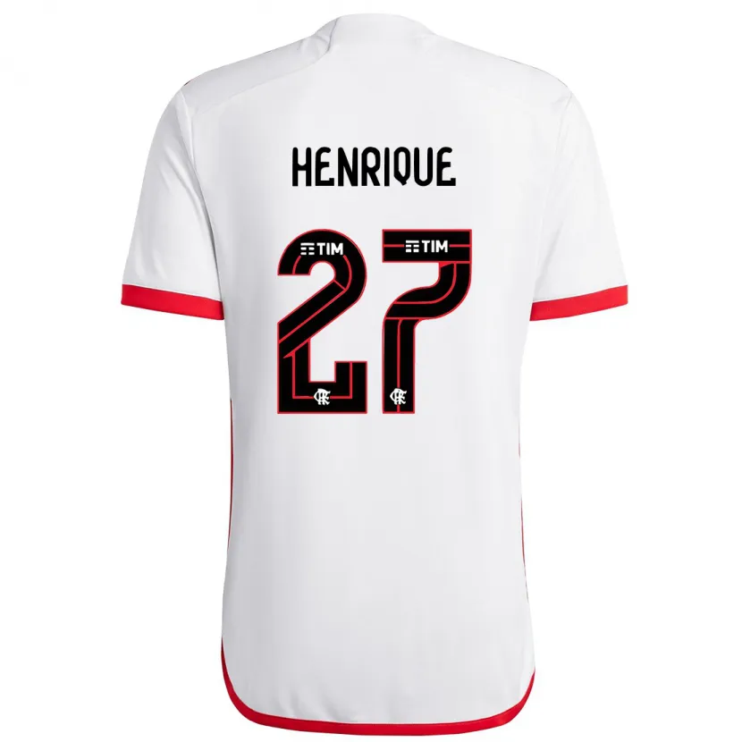 Danxen Kid Bruno Henrique #27 White Red Away Jersey 2024/25 T-Shirt