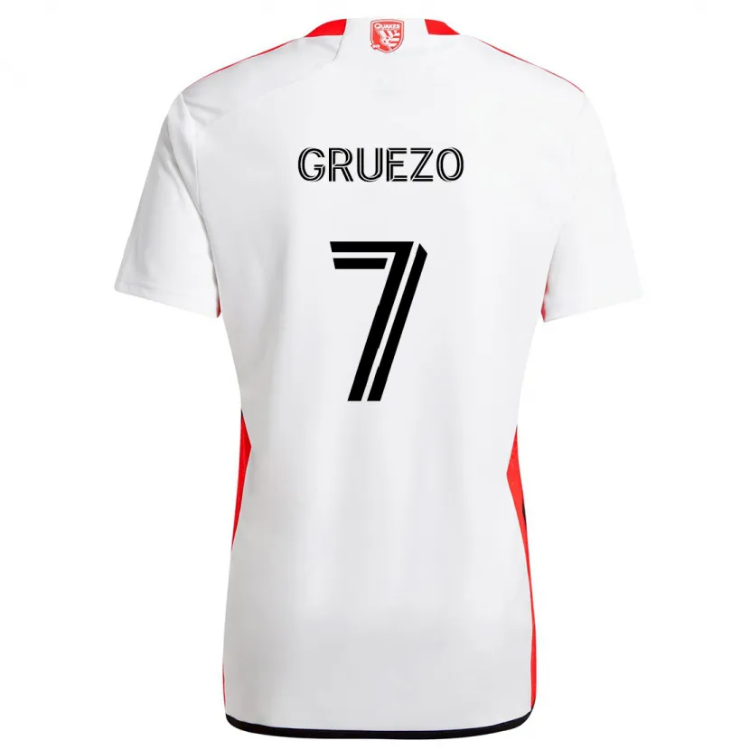 Danxen Men Carlos Gruezo #7 White Red Away Jersey 2024/25 T-Shirt